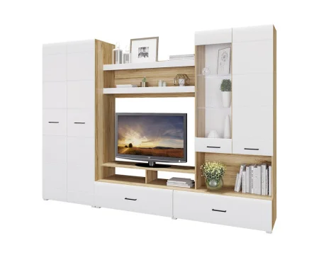 Гостиная Ненси-1 дуб крафт золотой/белый глянец