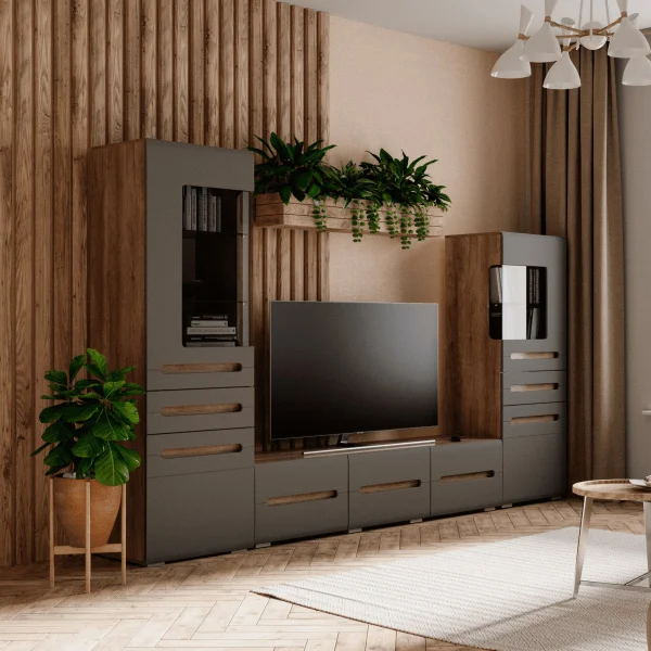 Тумба под ТВ Наоми ТБ-17 дуб каньон/графит