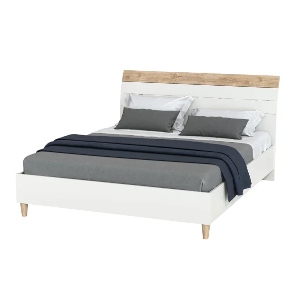 Кровать Муссон 11.41 белый/дуб эндгрейн элегантный Кровать Муссон 11.41 белый/дуб эндгрейн элегантный