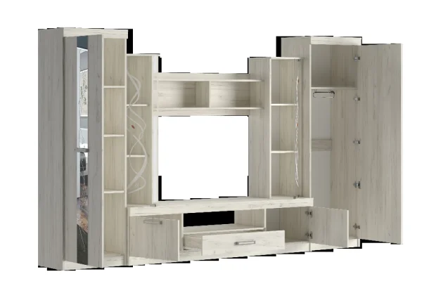 Стенка Атлантида-2Б дуб крафт белый