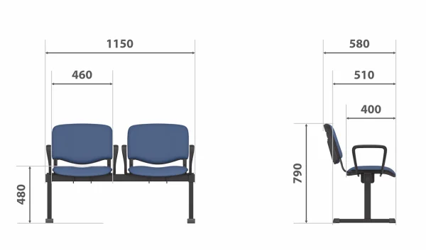 Многоместная секция Изо плюс 2 черный