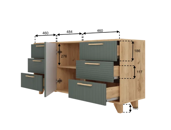 Комод Ньерд 1500 дуб вотан/можжевельник Комод Ньерд 1500 дуб вотан/можжевельник