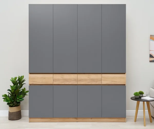 Шкаф 4-х створчатый Роджина дуб крафт/графит