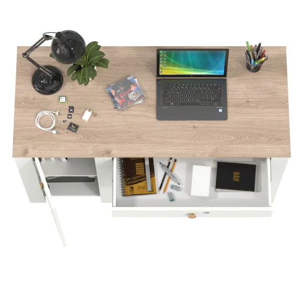 Стол письменный Джастин 12.154 белый шагрень/дуб белый