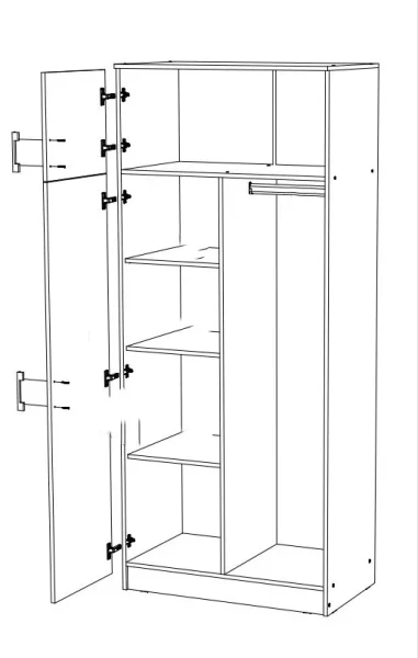 Шкаф 2-х створчатый штанга+полка графит/дуб крафт