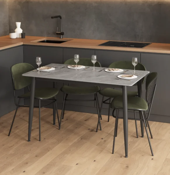 Обеденный стол DT-27 серый мрамор глянец