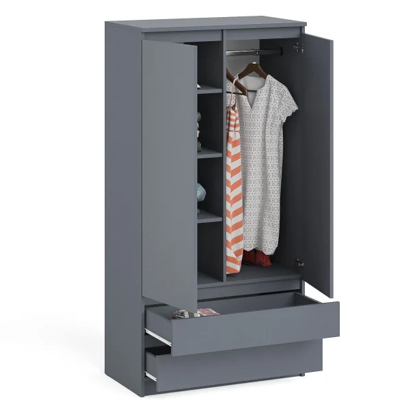 Шкаф два ящика и две дверки МШ 900.1 графит