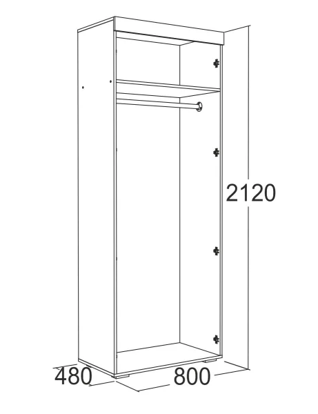 Шкаф 2-х дверный для одежды Ольга-19 дуб крафт серый/дуб крафт белый