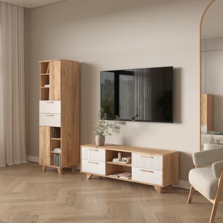 Стеллаж Ньерд дуб вотан/белый софт