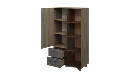 Стеллаж Копенгаген со стеклом дуб сандал/серый графит