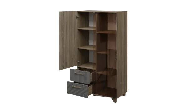 Стеллаж Копенгаген со стеклом дуб сандал/серый графит Стеллаж Копенгаген со стеклом дуб сандал/серый графит