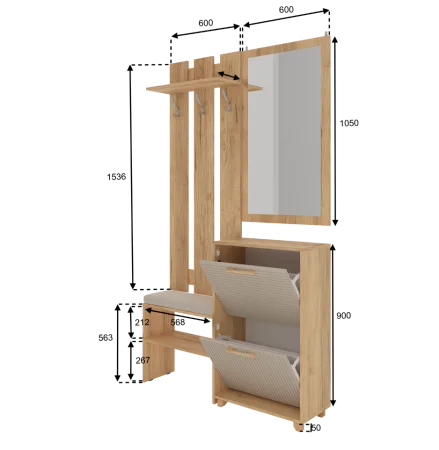 Прихожая Ньерд дуб вотан/ива пепельная