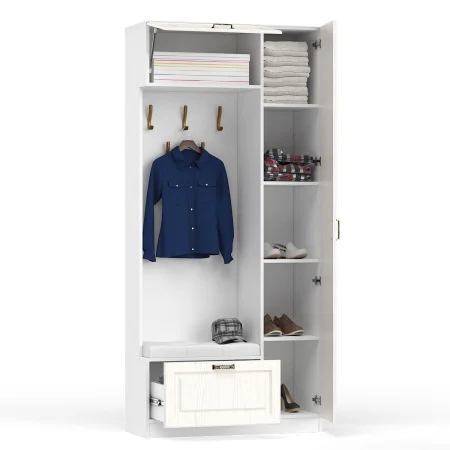 Шкаф многоцелевого назначения Ливерпуль 13.21 ясень ваниль/белый