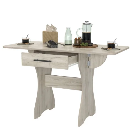 Стол обеденный раскладной с ящиком 6-02.120 дуб крафт серый