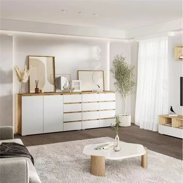 Комод 8 ящиков Хелен КМ-04 дуб крафт золото/белый Комод 8 ящиков Хелен КМ-04 дуб крафт золото/белый