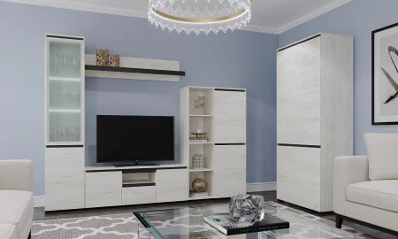 Буфет Гретта 2С дуб крафт белый/антрацит