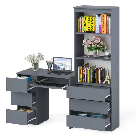 Комплект Мори Стол компьютерный МС-6 левый + Стеллаж МСТ 600.3 графит