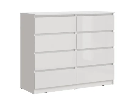 Комод Челси 8 ящиков белый/белый глянец