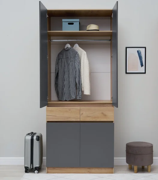 Шкаф 2-х створчатый Роджина дуб крафт/графит