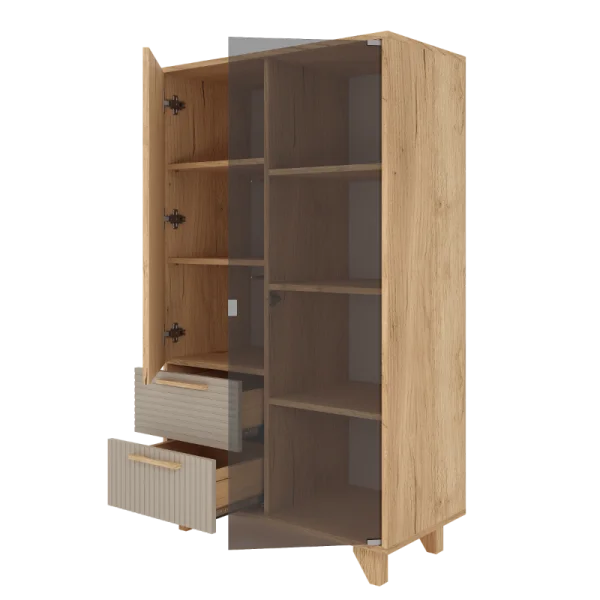 Шкаф-витрина Ньерд дуб вотан/ива пепельная