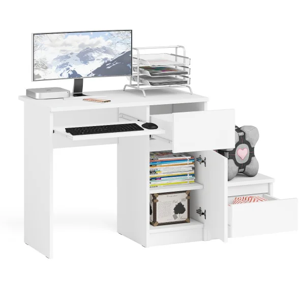 Комплект Мори Стол компьютерный МС-1 правый + Тумба ТПМ 400.1 белый