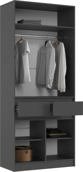 Шкаф 2-х створчатый Роджина графит/дуб крафт белый