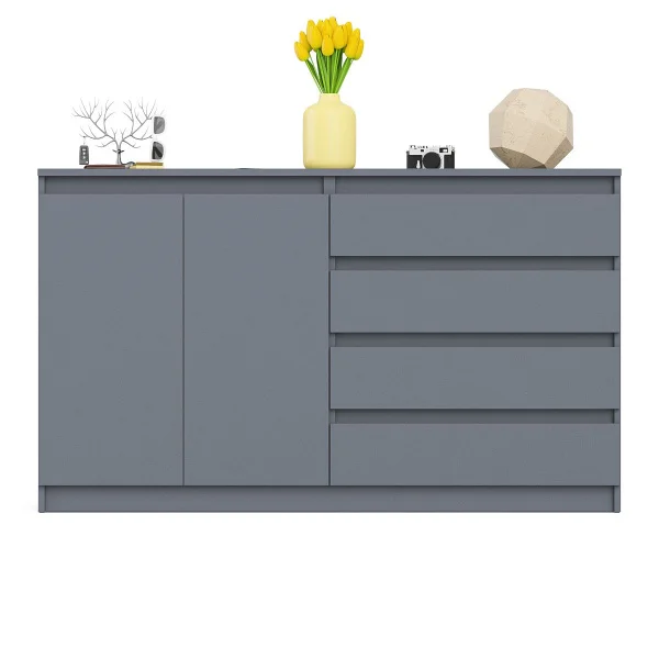 Комод широкий четыре ящика и две дверки МК 1600.1 графит Комод широкий четыре ящика и две дверки МК 1600.1 графит