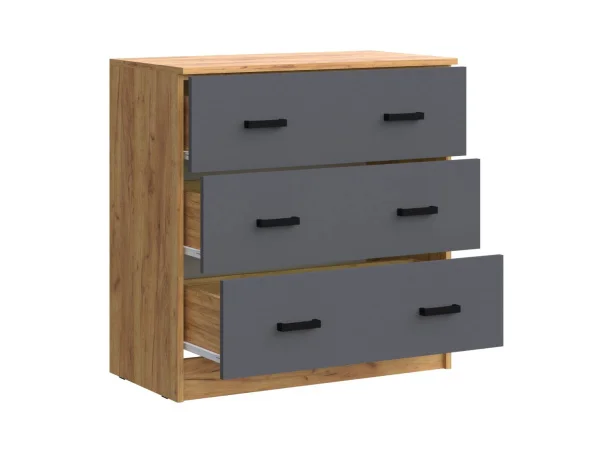 Комод Бася 3 ящика дуб крафт/графит Комод Бася 3 ящика дуб крафт/графит