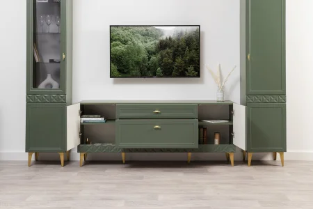 Модульная гостиная Марион дымчатый зеленый/олива шагрень