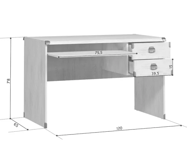 Стол письменный Индиана JBIU2S сосна каньон