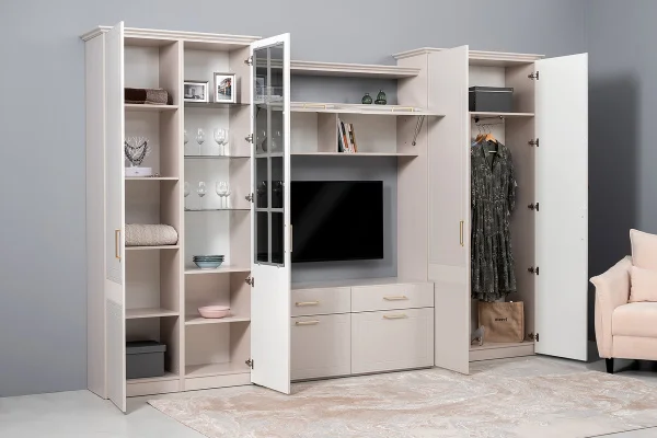 Модульная гостиная Ричфорд со шкафом моно керамика/кашемир