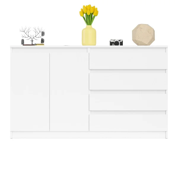 Комод широкий четыре ящика и две дверки МК 1600.1 белый Комод широкий четыре ящика и две дверки МК 1600.1 белый