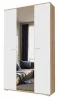 Шкаф Италия ШК-1300 с зеркалом дуб сонома/белый глянец