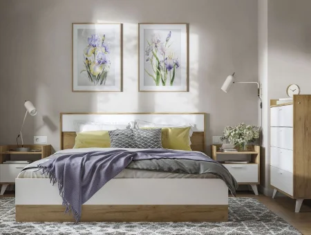 Тумба прикроватная Ирис ТБ-01 дуб крафт золотой/белый