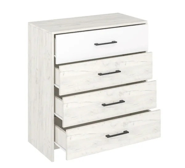 Комод Дублин КМ4Я-800 дуб крафт белый/белый Комод Дублин КМ4Я-800 дуб крафт белый/белый