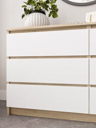 Комод шесть ящиков Мори МК 1386 дуб сонома/белый