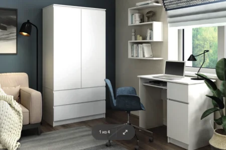 Стол письменный Мори МС-1 правый белый