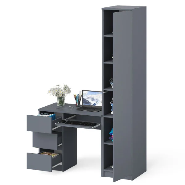 Комплект Мори Стол компьютерный МС-6 левый + Пенал МШ 400.1 графит