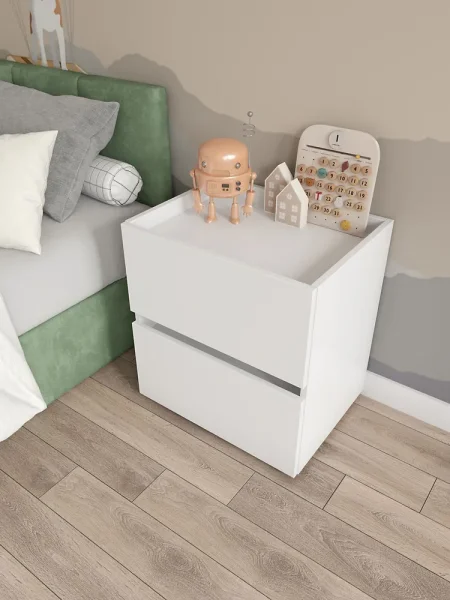 Тумба прикроватная с двумя ящиками 50 белый Тумба прикроватная с двумя ящиками 50 белый