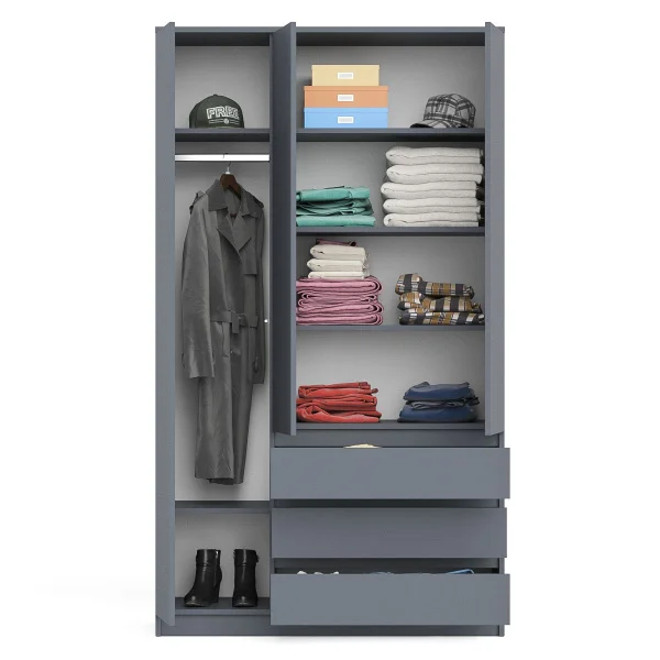 Шкаф с тремя ящиками и тремя дверками МШ 1200.1 графит