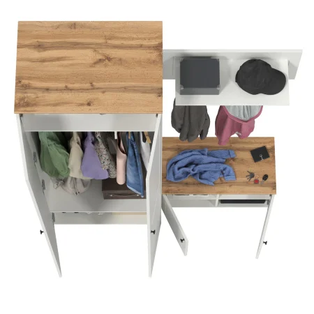 Модульная прихожая Остин белый шагрень/дуб крафт золотой