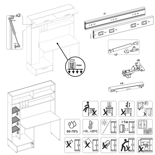 Стол письменный Лайт 03.243 сатин/дымчатый зелёный