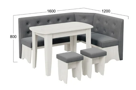 Кухонный комплект Барселона дуб крафт белый, микровелюр Duna Steel