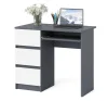Стол компьютерный три ящика МС-6 графит/белый (левый)