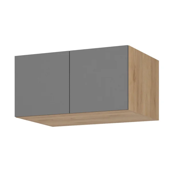 Шкаф 2-х створчатый Лион ШК-01 с антресолью АН-01 дуб крафт/графит серый