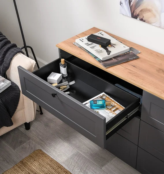 Комод Остин 16.240 серый графит/дуб крафт золотой Комод Остин 16.240 серый графит/дуб крафт золотой