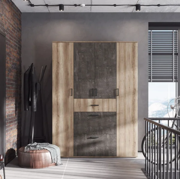 Шкаф Соло-3 (Нельсон ШК-03) дуб каньон/железный камень