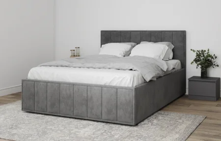 Кровать Лана 140х200 с подъемным механизмом, велюр графит софт