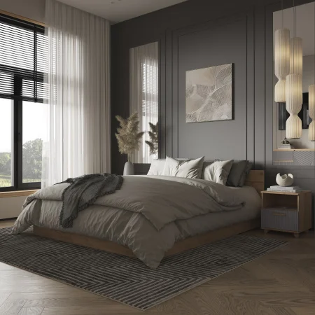 Тумба прикроватная Ньерд дуб вотан/черника