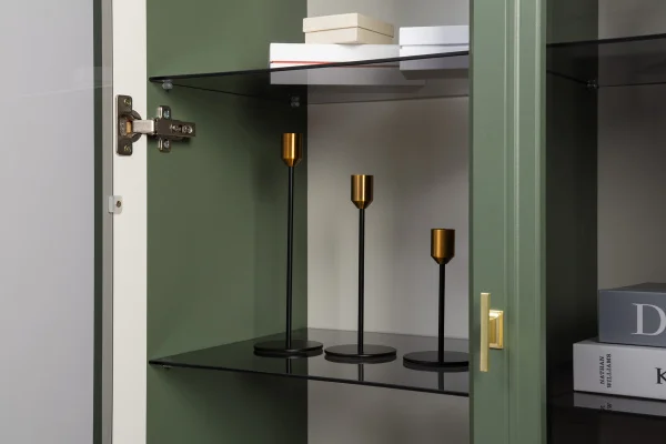 Шкаф-витрина Марион 16.397.02 дымчатый зеленый/олива шагрень